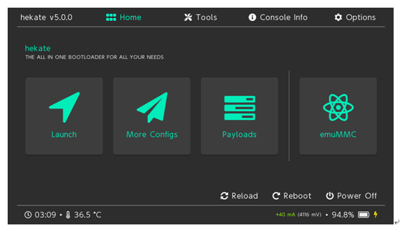 Hekate引导程序的主菜单界面