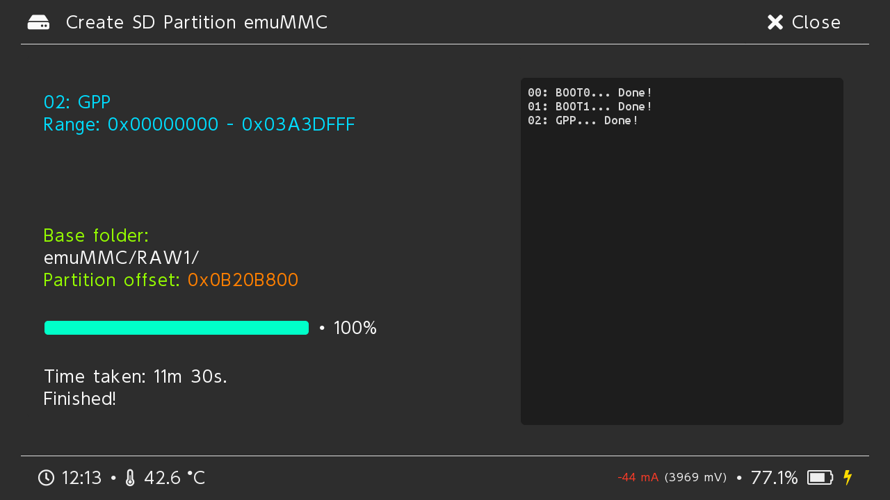 隐藏分区式虚拟系统的创建进度界面