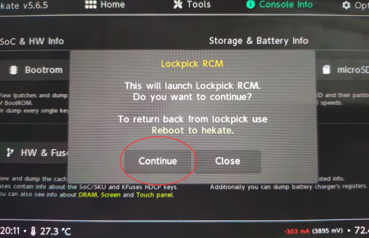 Console Info界面示意图