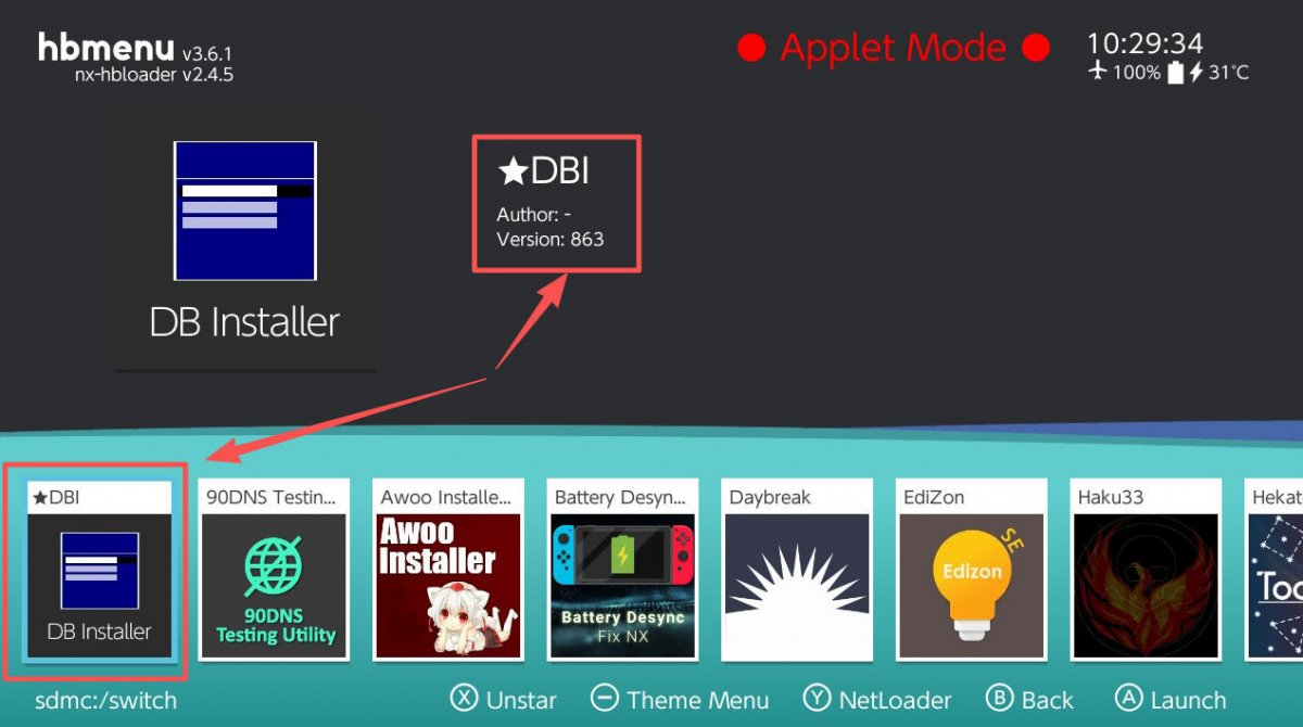 HomeBrew菜单中的DBI工具图标